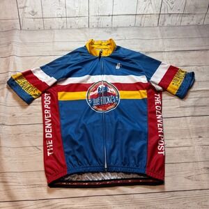 Ride the Rockies Colorado Cycling Jersey Shirt Blue Red by Hincapie Men's Size L